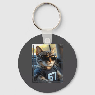 67 And Still Cool Funny Birthday Meme Cat  Key Ring