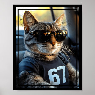 67 And Still Cool Funny Birthday Meme Cat  Poster
