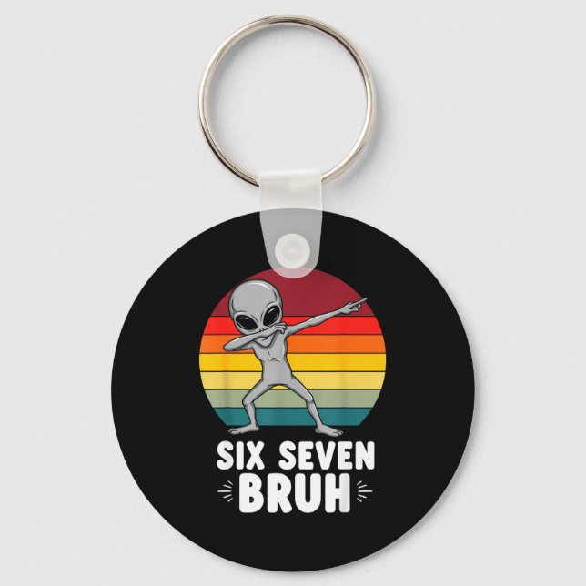 67 Animals Funny 67 Brainrot Youth Kids Alien 67  Key Ring (Front)