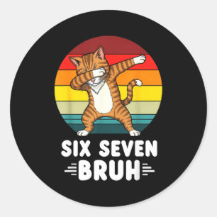 67 Animals Funny 67 Brainrot Youth Kids Cat 67  Classic Round Sticker