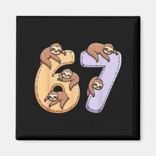 67 Animals Funny 67 Brainrot Youth Kids Sloth 67  Magnet