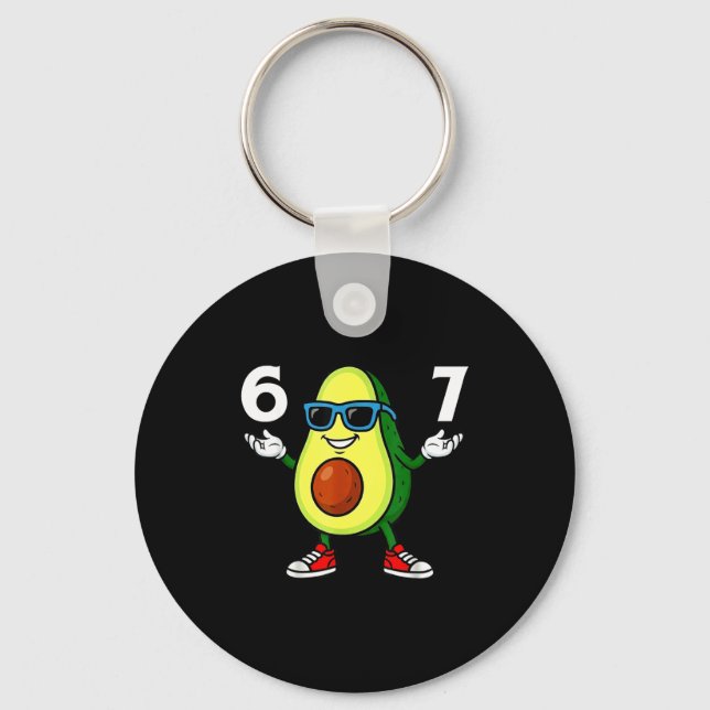 67 Avocado 6 7 Funny Cool Six Seven Meme Cartoon B Key Ring (Front)