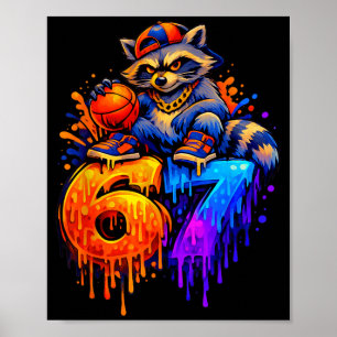 67 Basball Racoon Drip Kids Boys Youth Girls Poster