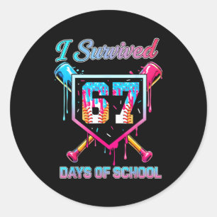 67 Baseball Ice Cream Drip Six Seven Meme Teachers Classic Round Sticker