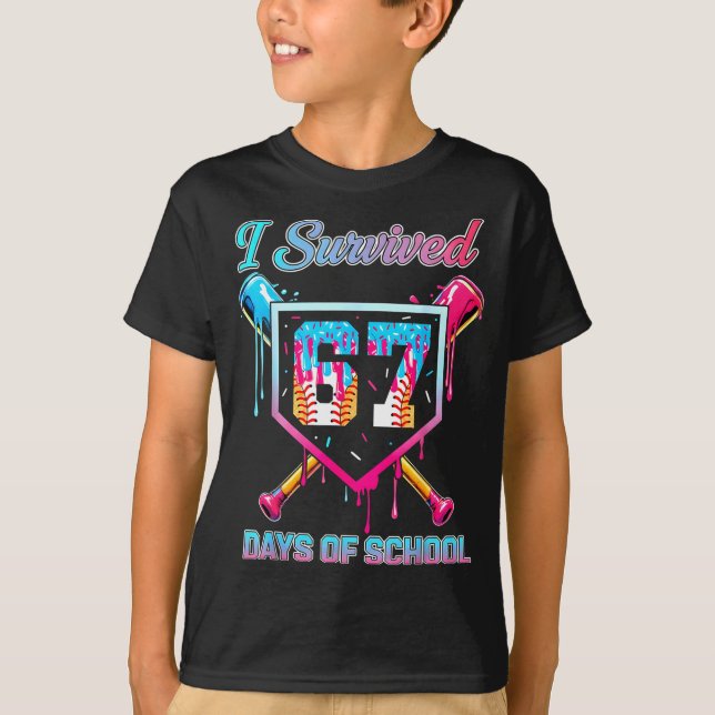 67 Baseball Ice Cream Drip Six Seven Meme Teachers T-Shirt (Front)