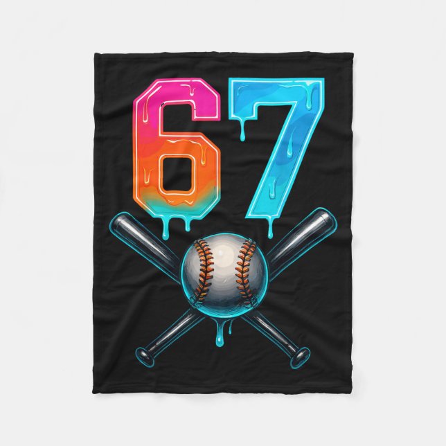 67 Baseball Meme Cool Drip Number 67 Player Or 67t Fleece Blanket (Front)