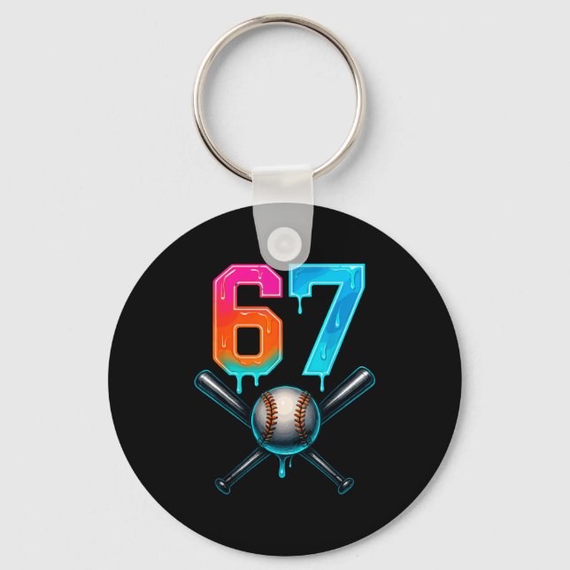 67 Baseball Meme Cool Drip Number 67 Player Or 67t Key Ring (Front)