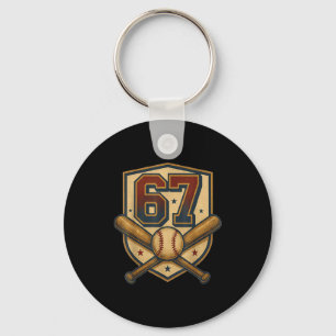 67 Baseball Meme Vintage Srts Crest Funny Retro 67 Key Ring