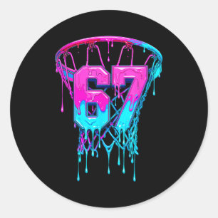 67 Basketball Drip Six Seven Funny  Classic Round Sticker