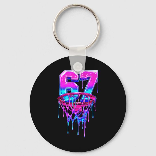 67 Basketball Drip Six Seven Funny  Key Ring (Front)