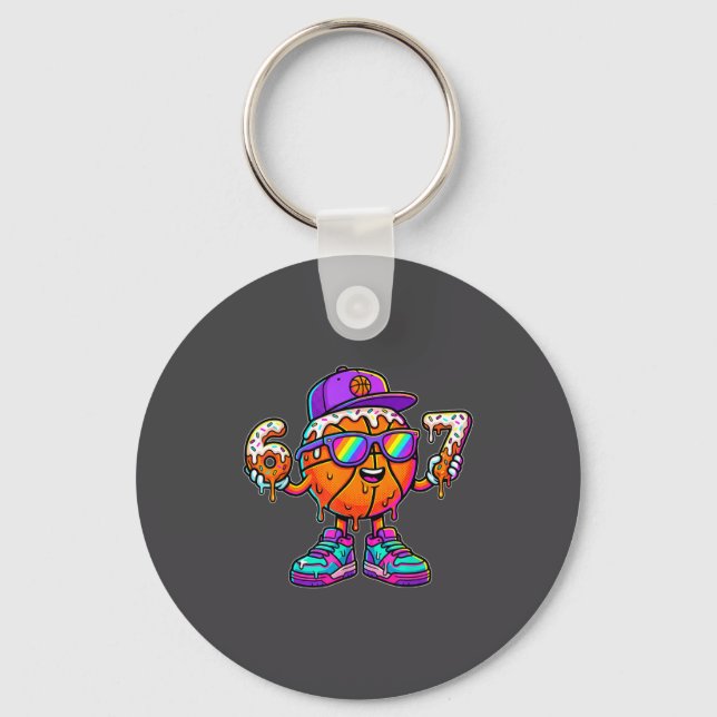 67 Basketball Drip Six Seven Funny Meme Gen Alpha  Key Ring (Front)