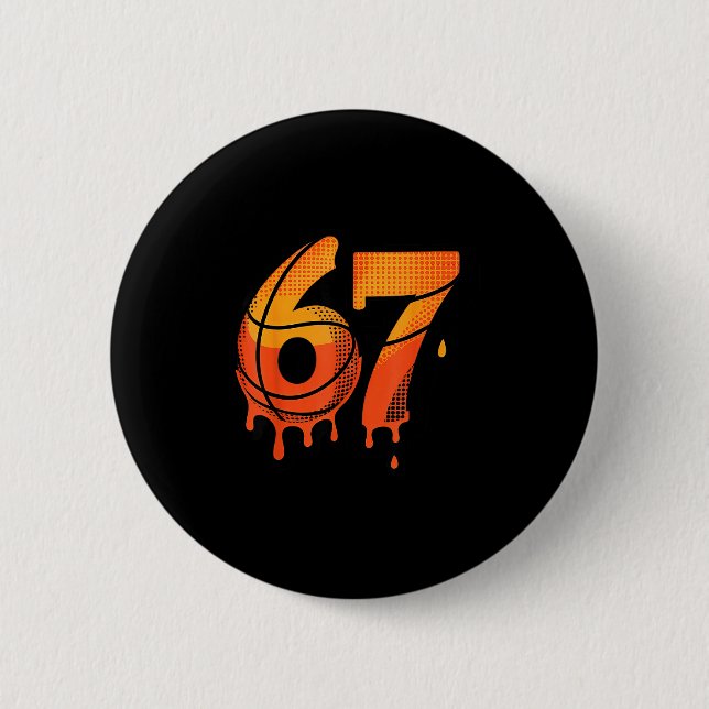 67 Basketball Ice Cream Drip Six Seven  6 Cm Round Badge (Front)