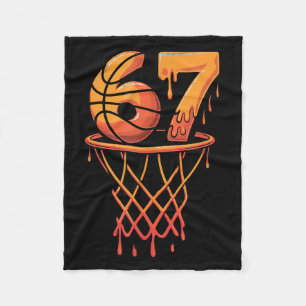 67 Basketball Ice Cream Drip Six Seven Fleece Blanket