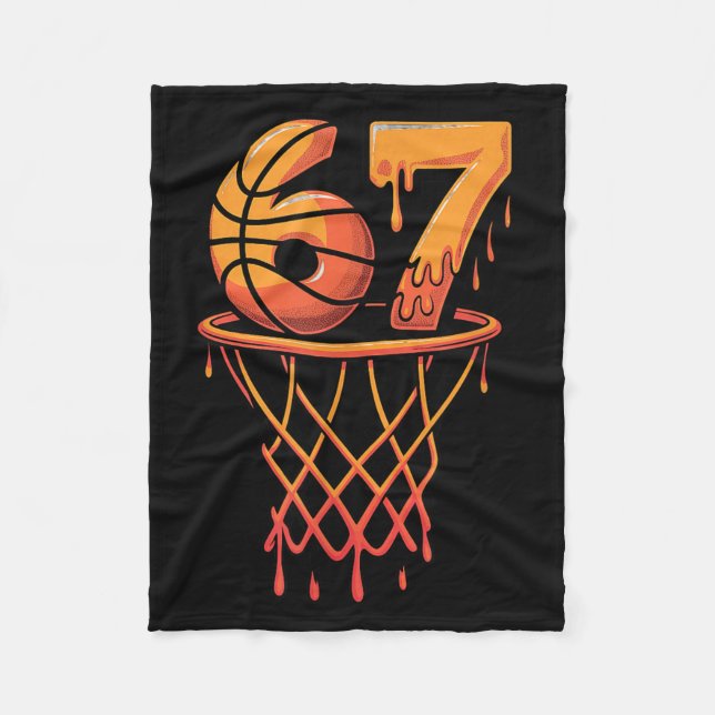 67 Basketball Ice Cream Drip Six Seven Fleece Blanket (Front)