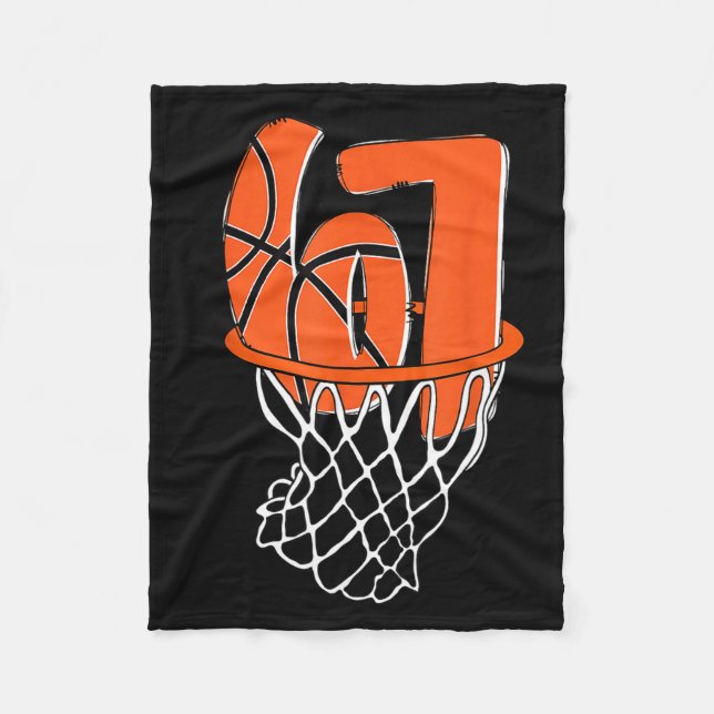 67 Basketball Six Seven 6 7 Meme Funny 67 Basketba Fleece Blanket (Front)