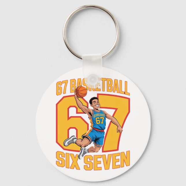 67 Basketball Six Seven Meme Key Ring (Front)