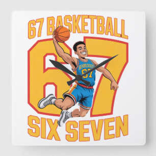 67 Basketball Six Seven Square Wall Clock