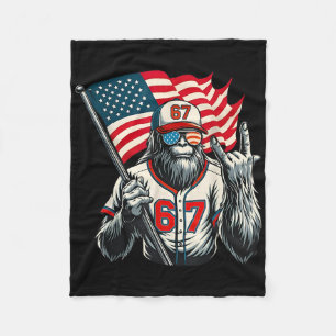 67 Bigfoot Meme Funny Six Seven Gen Alpha Slang Fleece Blanket