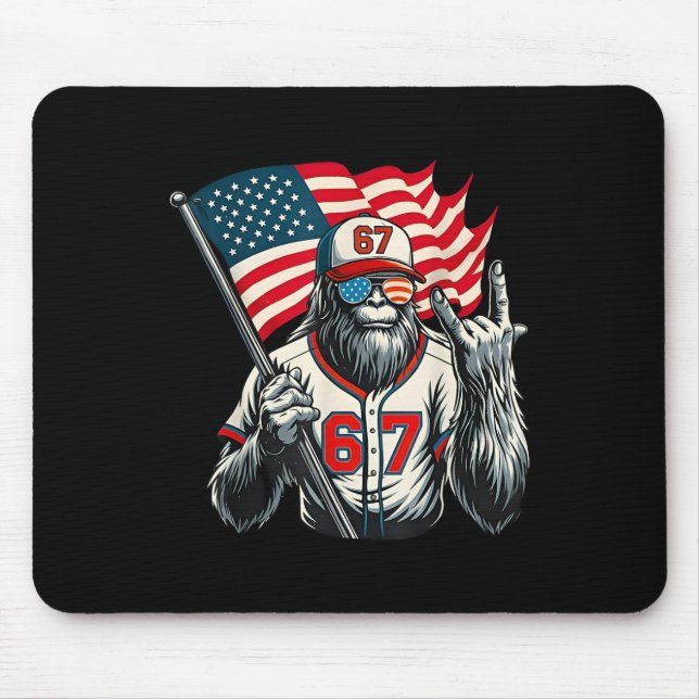 67 Bigfoot Meme Funny Six Seven Gen Alpha Slang  Mouse Pad (Front)