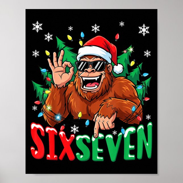 67 Bigfoot Six Seven Hands Christmas Holiday Boys  Poster (Front)