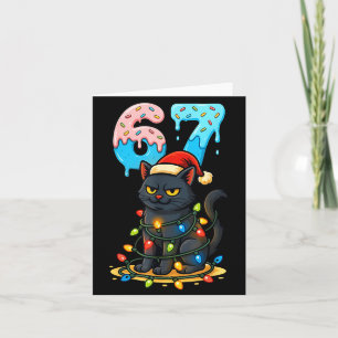67 Black Cat Santa Hat Christmas Lights Drip For G Card