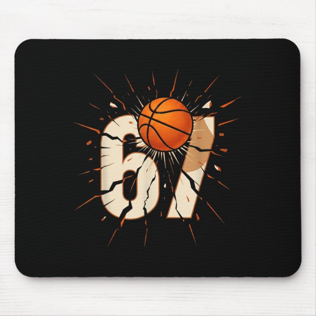 67 Brainrot Youth Basketball Drip - Funny Kids 67  Mouse Pad (Front)