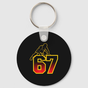 67 Brainrot Youth Wrestling Drip - Funny Kids 67  Key Ring