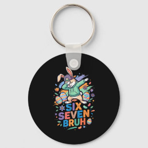 67 Bruh Bunny Six Seven Meme Funny Easter Day Dabb Key Ring