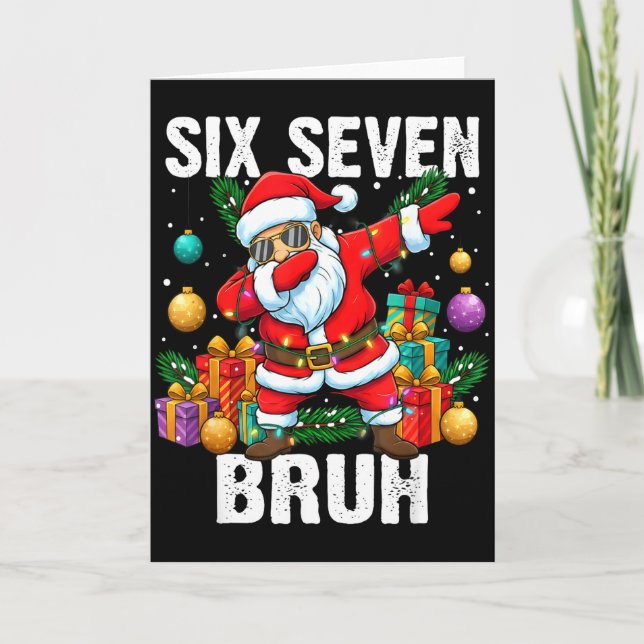 67 Bruh Christmas Cool Dabbing Santa Six Seven Mem Card (Front)
