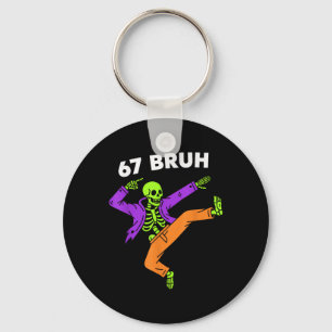 67 Bruh Halloween Dabbing Skeleton Meme 6 7 Number Key Ring