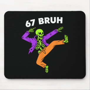 67 Bruh Halloween Dabbing Skeleton Meme 6 7 Number Mouse Pad