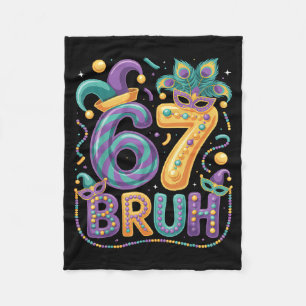67 Bruh Mardi Gras Carnival Mask Colorful Party Fu Fleece Blanket