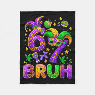 67 Bruh Mardi Gras Jester Mask New Orleans _1  Fleece Blanket