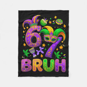 67 Bruh Mardi Gras Jester Mask New Orleans Fleece Blanket