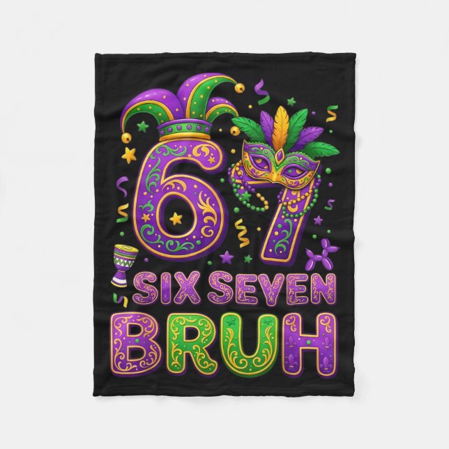 67 Bruh Mardi Gras Jester Mask New Orleans  Fleece Blanket (Front)