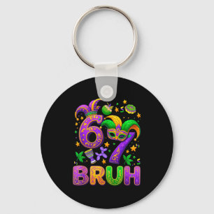 67 Bruh Mardi Gras Jester Mask New Orleans  Key Ring