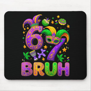 67 Bruh Mardi Gras Jester Mask New Orleans  Mouse Pad