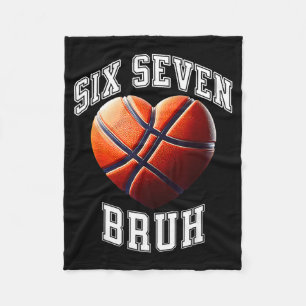67 Bruh Meme Basketball Six Seven Heart Funny Fleece Blanket