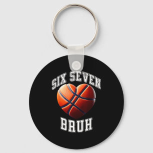 67 Bruh Meme Basketball Six Seven Heart Funny  Key Ring