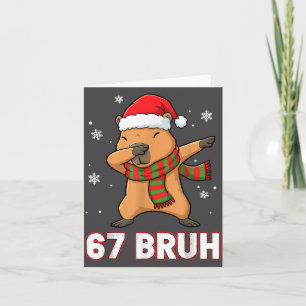 67 Bruh Six Seven Meme Capybara Christmas Kids Boy Card