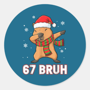 67 Bruh Six Seven Meme Capybara Christmas Kids Boy Classic Round Sticker