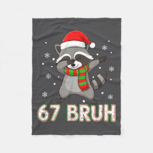 67 Bruh Six Seven Meme Raccoon Christmas Kids Boys Fleece Blanket