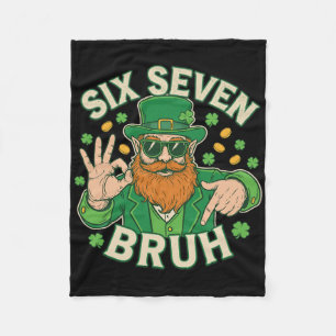 67 Bruh St Patricks Day Leprechaun Six Seven Boys Fleece Blanket