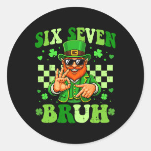 67 Bruh St Patricks Day Leprechaun Six Seven Meme Classic Round Sticker