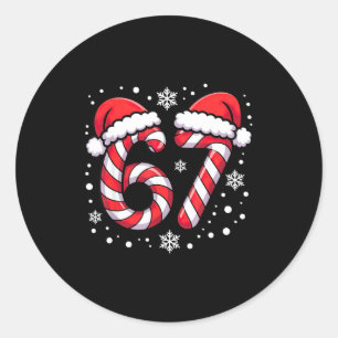 67 Candy Canes Santa  Classic Round Sticker