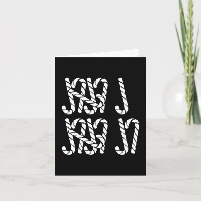 67 Candy Canes Tally Marks Xmas Long Sleeve  Card (Front)