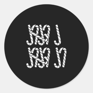 67 Candy Canes Tally Marks Xmas Long Sleeve  Classic Round Sticker