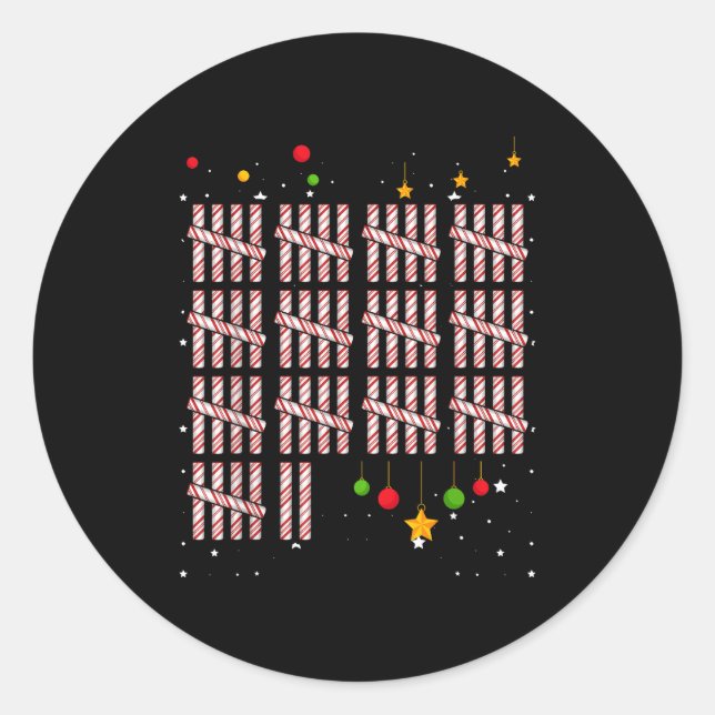 67 Candy Christmas Xmas Holiday Number 67  Classic Round Sticker (Front)