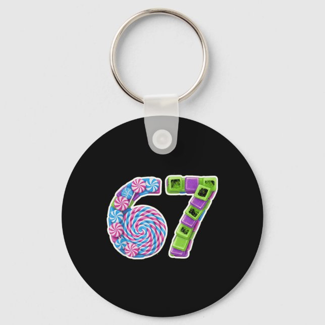 67 Candy Themed Number Fun Design  Key Ring (Front)