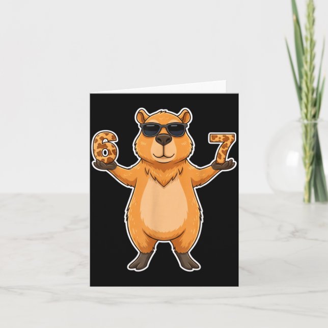 67 Capybara Sungles Gen Alpha Slang Funny Six Seve Card (Front)